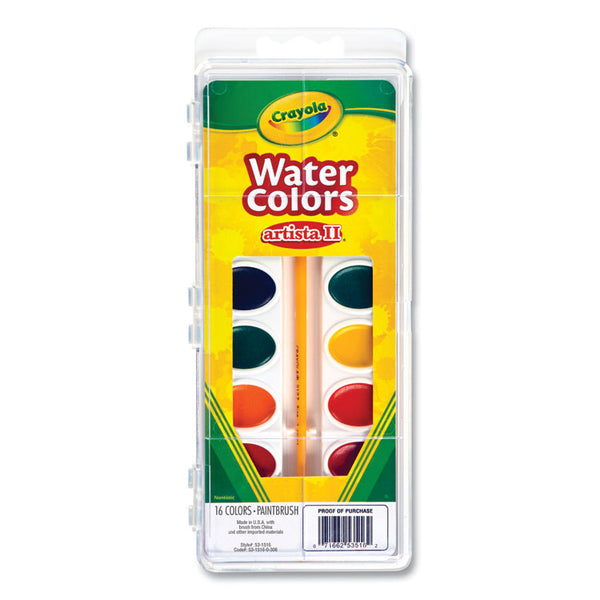 Crayola® Artista II Washable Watercolor Set, 16 Assorted Colors, Palette Tray (CYO531516)