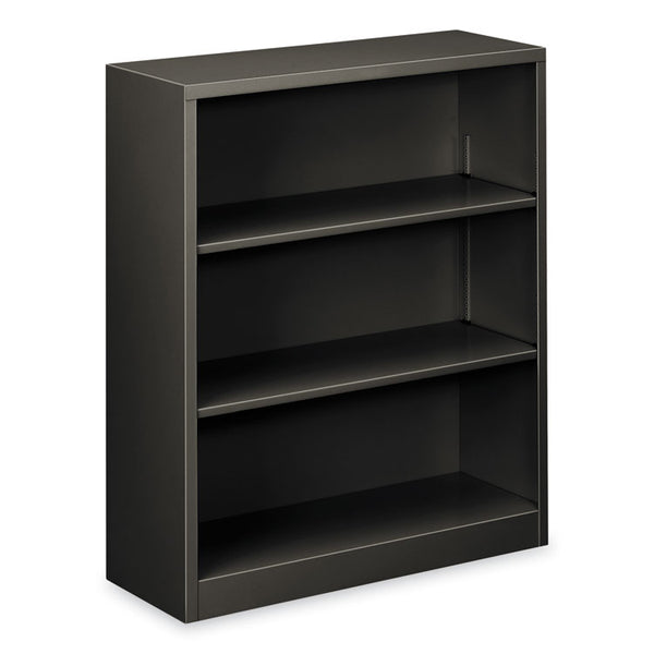 HON® Metal Bookcase, Three-Shelf, 34.5w x 12.63d x 41h, Charcoal (HONS42ABCS)