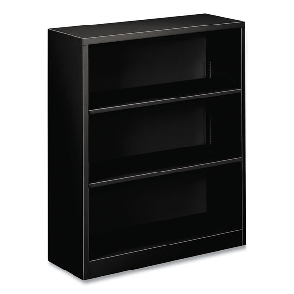 HON® Metal Bookcase, Three-Shelf, 34.5w x 12.63d x 41h, Black (HONS42ABCP)