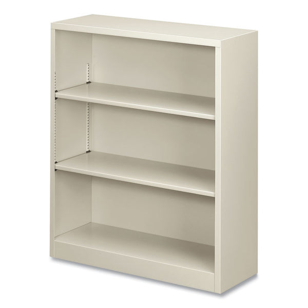 HON® Metal Bookcase, Three-Shelf, 34.5w x 12.63d x 41h, Light Gray (HONS42ABCQ)