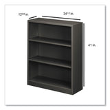 HON® Metal Bookcase, Three-Shelf, 34.5w x 12.63d x 41h, Charcoal (HONS42ABCS)