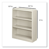 HON® Metal Bookcase, Three-Shelf, 34.5w x 12.63d x 41h, Light Gray (HONS42ABCQ)