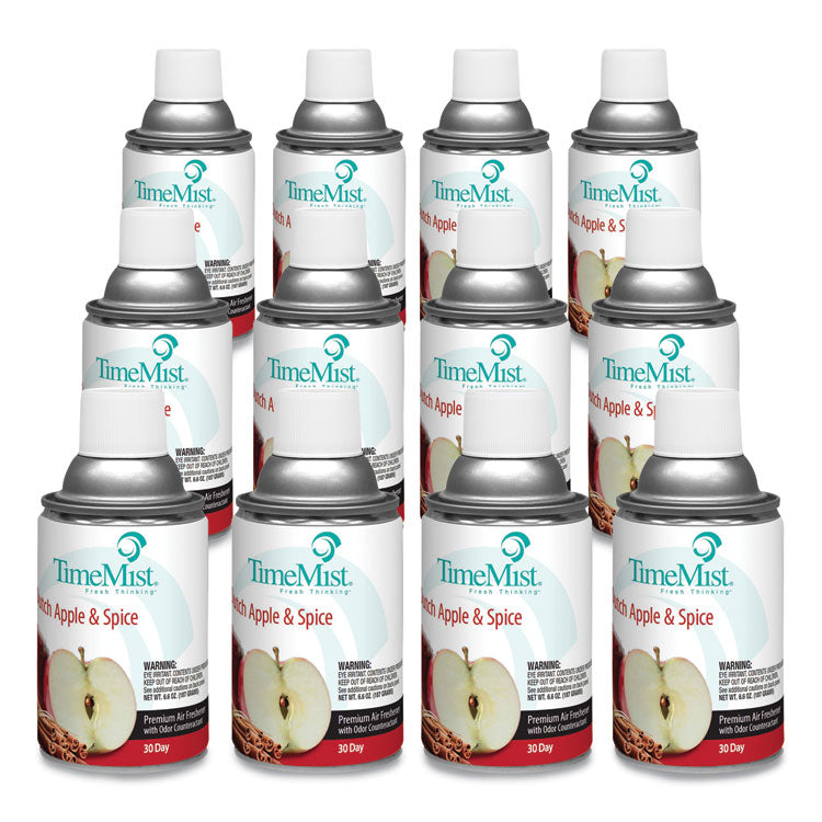 TimeMist® Premium Metered Air Freshener Refill, Dutch Apple and Spice, 6.6 oz Aerosol Spray, 12/Carton (TMS1042818) Case of 12