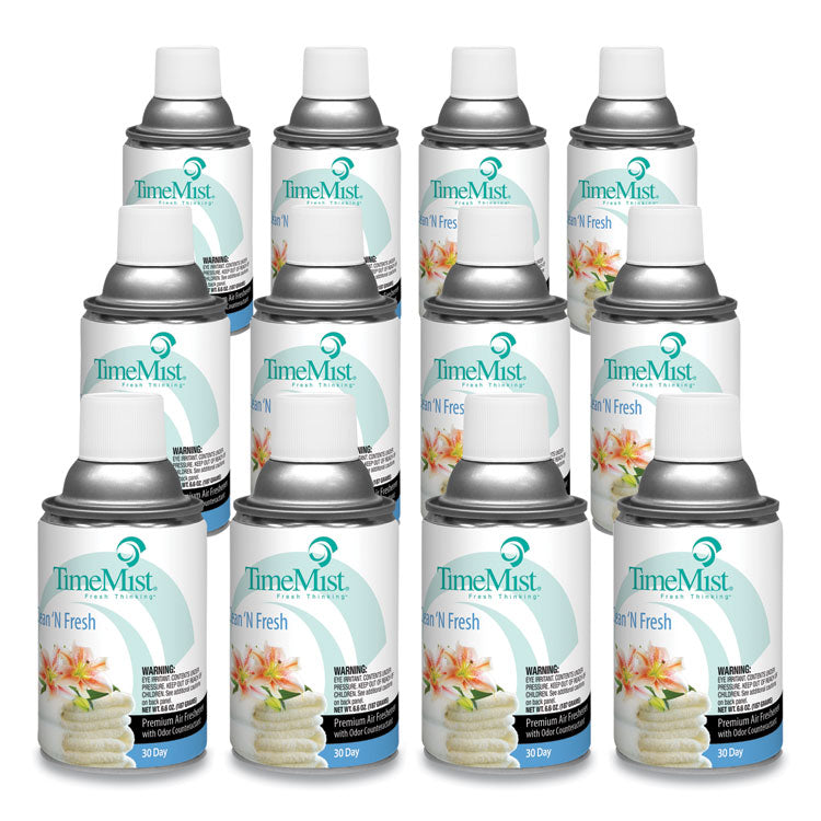 TimeMist® Premium Metered Air Freshener Refill, Clean N Fresh, 6.6 oz Aerosol Spray, 12/Carton (TMS1042771) Case of 12