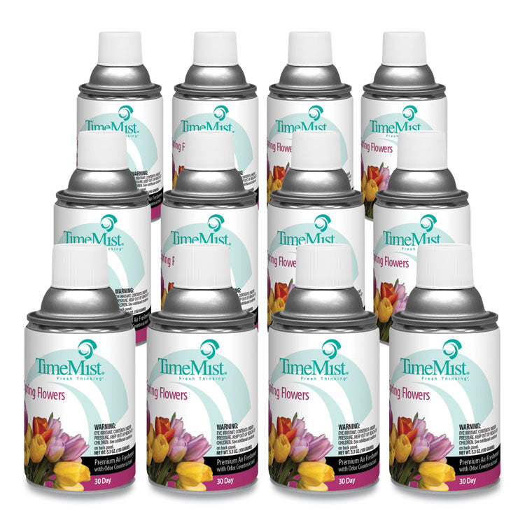 TimeMist® Premium Metered Air Freshener Refill, Spring Flowers, 5.3 oz Aerosol Spray, 12/Carton (TMS1042712) Case of 12