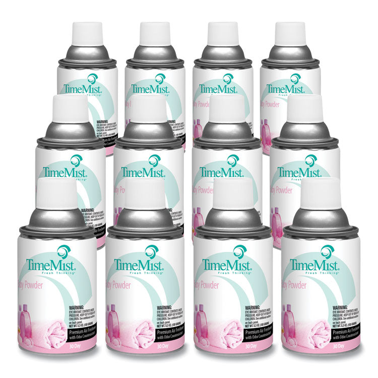 TimeMist® Premium Metered Air Freshener Refill, Baby Powder, 5.3 oz Aerosol Spray, 12/Carton (TMS1042686) Case of 12