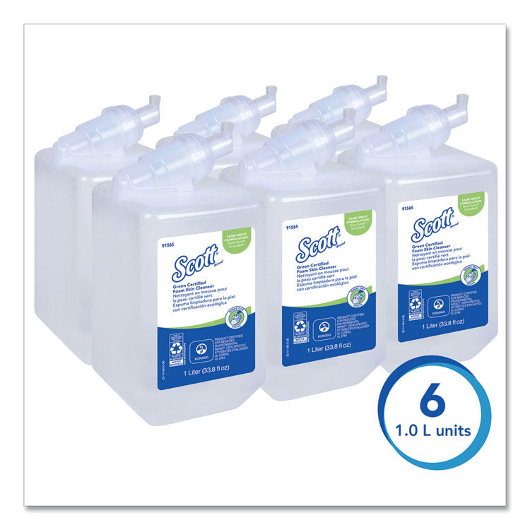 Scott® Essential Green Certified Foam Skin Cleanser, Neutral, 1,000 mL Bottle, 6/Carton (KCC91565CT)