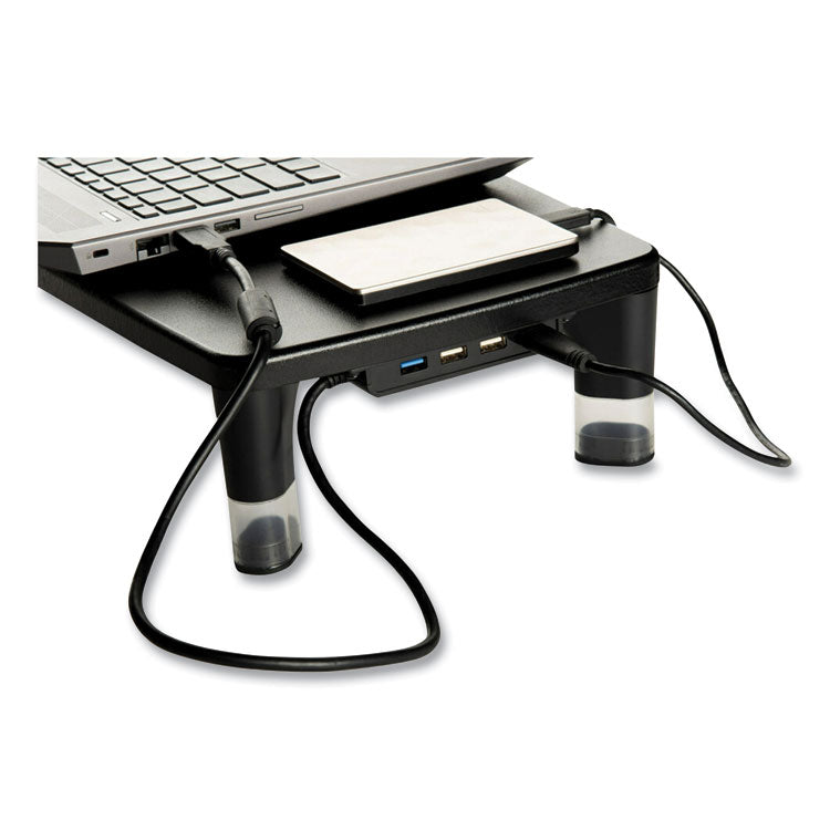 3M™ Monitor Stand MS100B, 21.6 x 9.4 x 2.7 to 3.9, Black/Clear, Supports 33 lb (MMMMS100B) Each