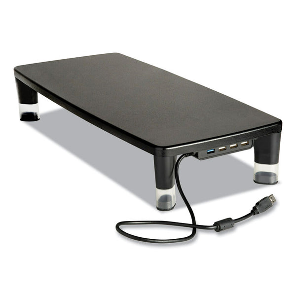 3M™ Monitor Stand MS100B, 21.6 x 9.4 x 2.7 to 3.9, Black/Clear, Supports 33 lb (MMMMS100B)