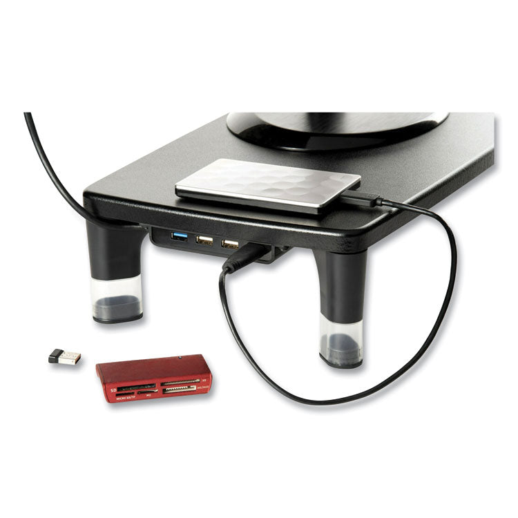 3M™ Monitor Stand MS100B, 21.6 x 9.4 x 2.7 to 3.9, Black/Clear, Supports 33 lb (MMMMS100B) Each