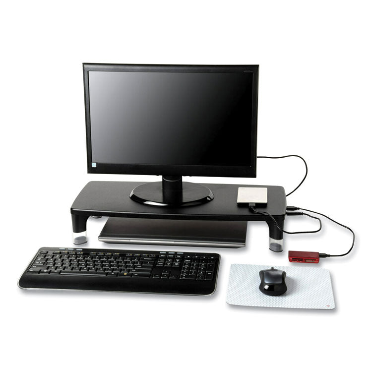 3M™ Monitor Stand MS100B, 21.6 x 9.4 x 2.7 to 3.9, Black/Clear, Supports 33 lb (MMMMS100B) Each