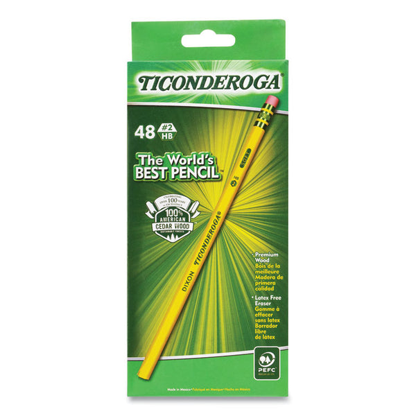 Ticonderoga® Pencils, HB (#2), Black Lead, Yellow Barrel, 48/Pack (DIXX13922X)