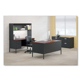HON® Metro Classic Series Double Pedestal Desk, Flush Panel, 60" x 30" x 29.5", Mahogany/Charcoal (HONP3262NS)