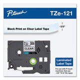 Brother P-Touch® TZe Standard Adhesive Laminated Labeling Tape, 0.35" x 26.2 ft, Black on Clear (BRTTZE121)