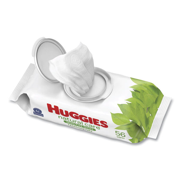 Huggies® Natural Care Sensitive Baby Wipes, 1-Ply, 3.88 x 6.6, Unscented, White, 56/Pack, 8 Packs/Carton (KCC31803)
