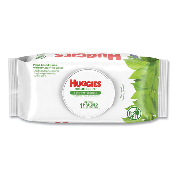 Huggies® Natural Care Sensitive Baby Wipes, 1-Ply, 3.88 x 6.6, Unscented, White, 56/Pack, 8 Packs/Carton (KCC31803)