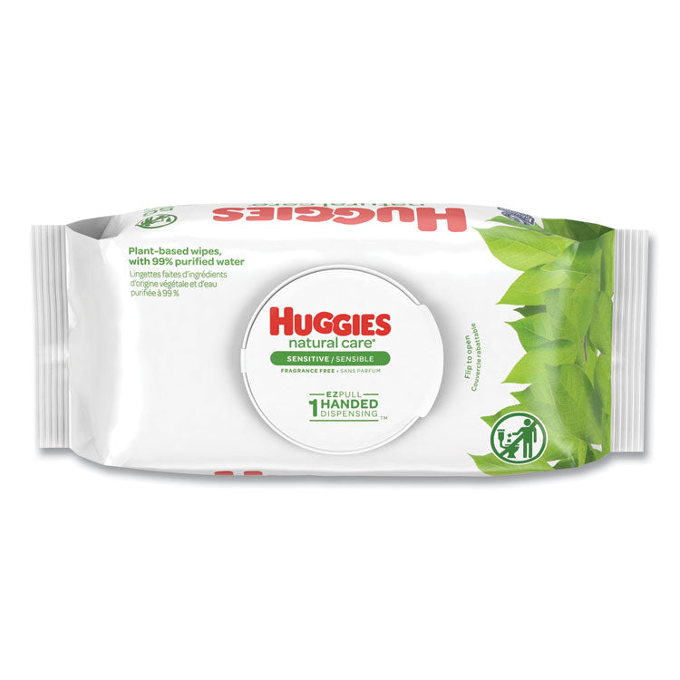 Huggies® Natural Care Sensitive Baby Wipes, 1-Ply, 3.88 x 6.6, Unscented, White, 56/Pack, 8 Packs/Carton (KCC31803)