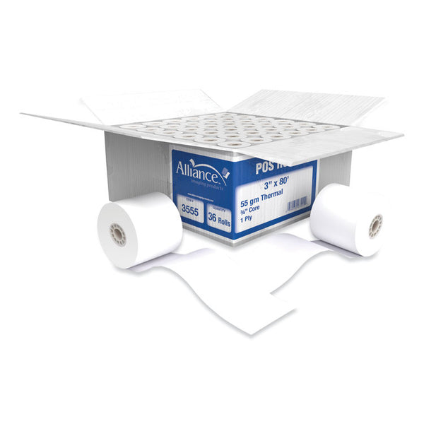 Alliance Thermal Cash Register/POS Roll, 3" x 80 ft, White, 36/Carton (AIP3555) Each