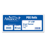 Alliance Thermal Cash Register/POS Roll, 3" x 80 ft, White, 36/Carton (AIP3555) Each