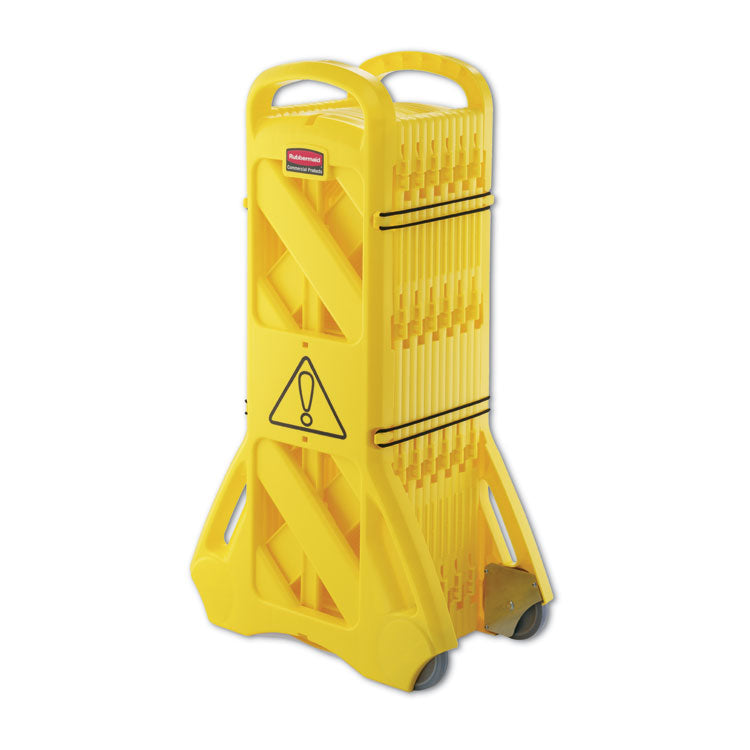 Rubbermaid® Commercial Portable Mobile Safety Barrier, Plastic, 13 ft x 40", Yellow (RCP9S1100YEL) Each