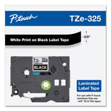 Brother P-Touch® TZe Standard Adhesive Laminated Labeling Tape, 0.35" x 26.2 ft, White on Black (BRTTZE325)