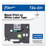 Brother P-Touch® TZe Standard Adhesive Laminated Labeling Tape, 0.47" x 26.2 ft, Black on White (BRTTZE231)