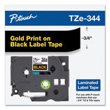 Brother P-Touch® TZe Standard Adhesive Laminated Labeling Tape, 0.7" x 26.2 ft, Gold on Black (BRTTZE344)