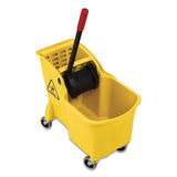 Rubbermaid® Commercial Tandem 31-Quart Bucket/Wringer Combo, Reverse, Yellow (RCP738000YEL)
