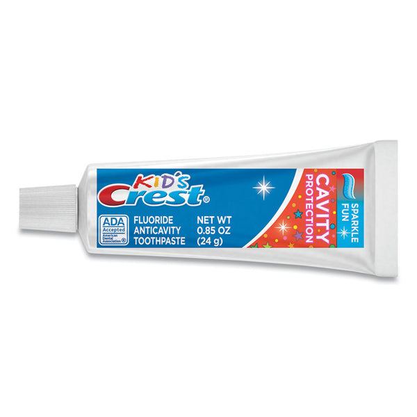 Crest® Kids' Sparkle Toothpaste, Blue, Bubblegum Flavor, 0.85 oz Tube, 72/Carton (PGC40159CT)