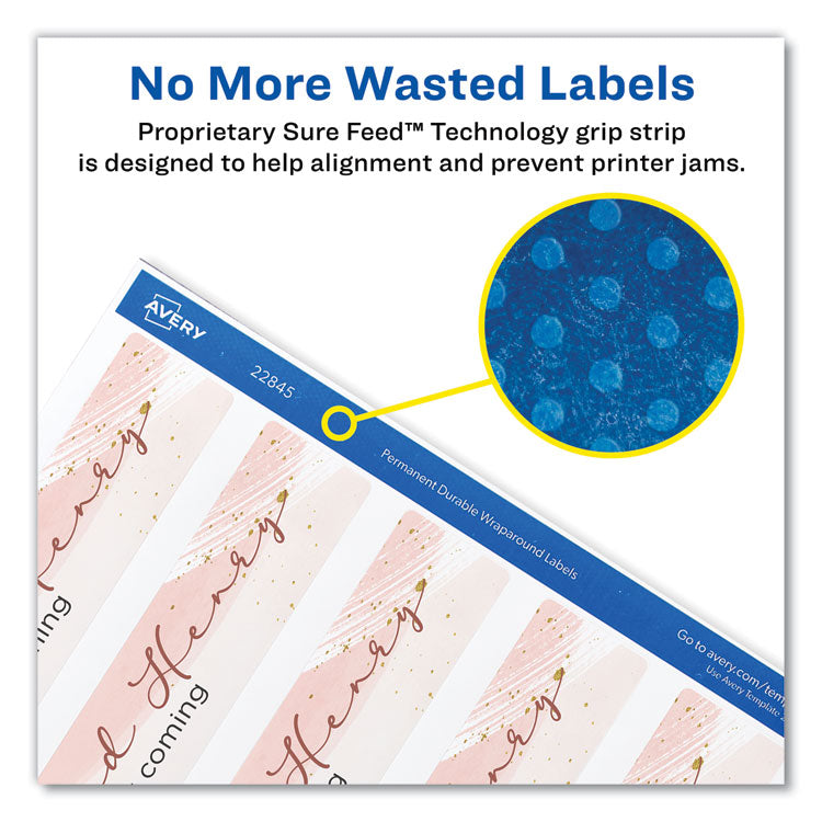 Avery® Water-Resistant Wraparound Labels w/ Sure Feed, 9.75 x 1.25, White, 40/Pack (AVE22845)