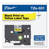 Brother P-Touch® TZe Standard Adhesive Laminated Labeling Tape, 0.47" x 26.2 ft, Black on Yellow (BRTTZE631)