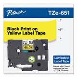 Brother P-Touch® TZe Standard Adhesive Laminated Labeling Tape, 0.94" x 26.2 ft, Black on Yellow (BRTTZE651)