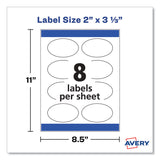 Avery® Oval Labels w/ Sure Feed and Easy Peel, 2 x 3.33, Glossy White, 80/Pack (AVE22820)