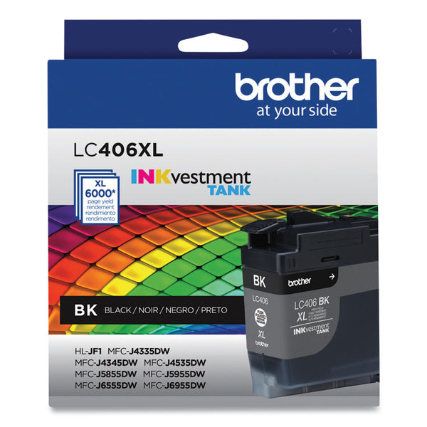 Brother LC406XLBKS INKvestment High-Yield Ink, 6.000 Page-Yield, Black (BRTLC406XLBKS)