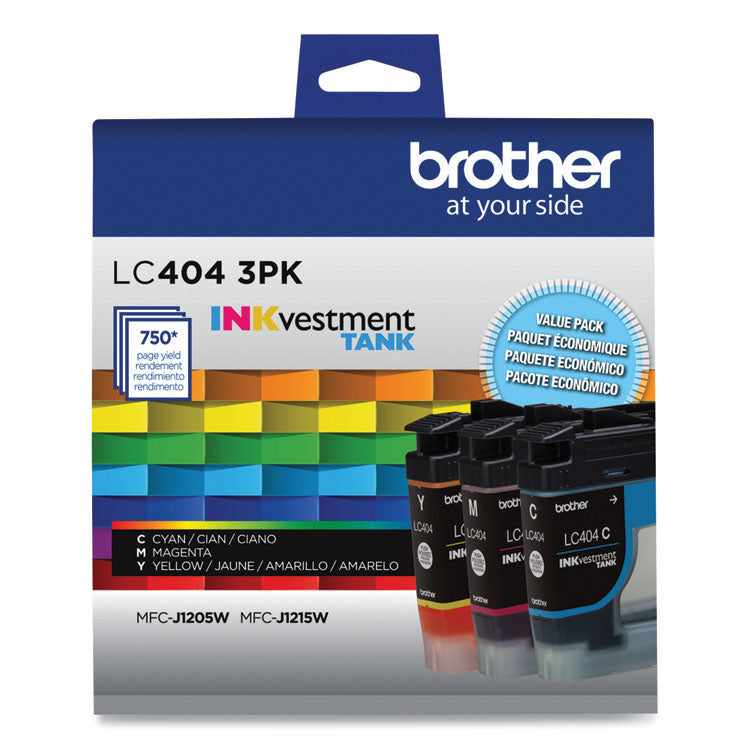 Brother LC4043PK INKvestment Ink, 750 Page-Yield, Cyan/Magenta/Yellow, 3/Pack (BRTLC4043PKS)