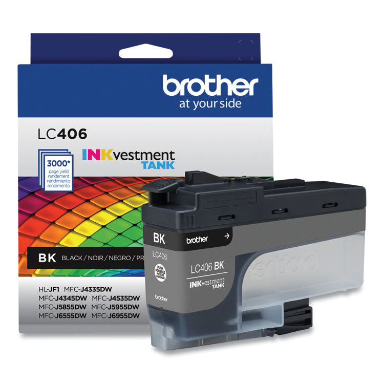 Brother LC406BKS INKvestment Ink, 3,000 Page-Yield, Black (BRTLC406BKS)