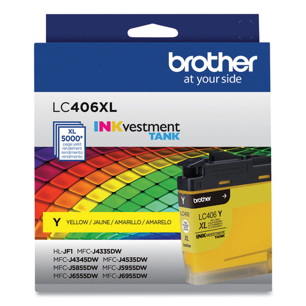 Brother LC406XLYS INKvestment High-Yield Ink, 5,000 Page-Yield, Yellow (BRTLC406XLYS)