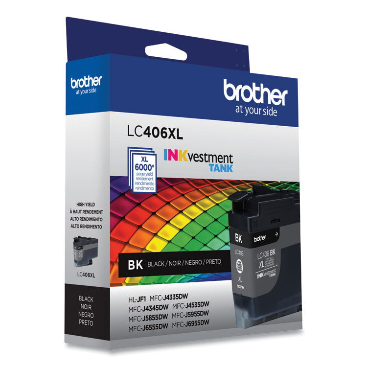 Brother LC406XLBKS INKvestment High-Yield Ink, 6.000 Page-Yield, Black (BRTLC406XLBKS) Each