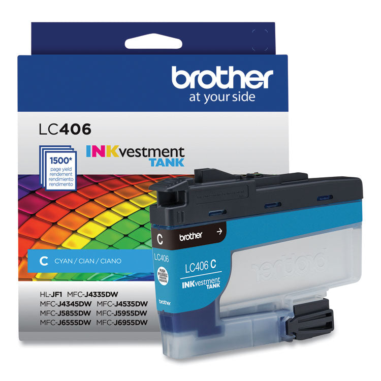 Brother LC406CS INKvestment Ink, 1,500 Page-Yield, Cyan (BRTLC406CS) Each