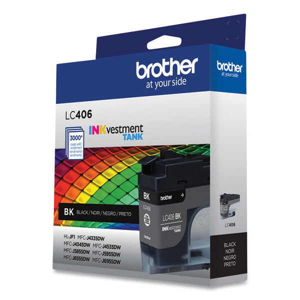 Brother LC406BKS INKvestment Ink, 3,000 Page-Yield, Black (BRTLC406BKS)