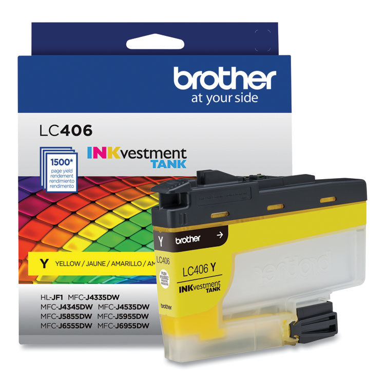 Brother LC406YS INKvestment Ink, 1,500 Page-Yield, Yellow (BRTLC406YS)