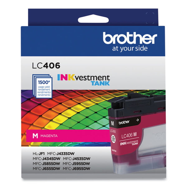 Brother LC406MS INKvestment Ink, 1,500 Page-Yield, Magenta (BRTLC406MS)