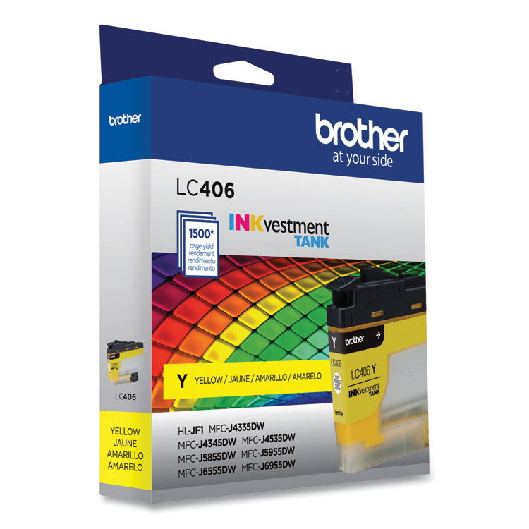 Brother LC406YS INKvestment Ink, 1,500 Page-Yield, Yellow (BRTLC406YS)