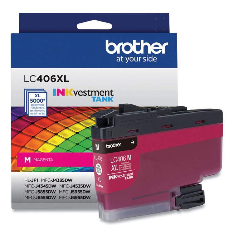 Brother LC406XLMS INKvestment High-Yield Ink, 5,000 Page-Yield, Magenta (BRTLC406XLMS)