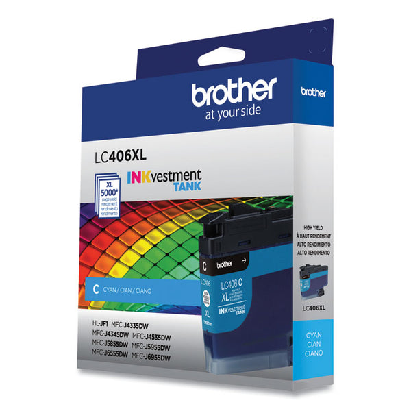 Brother LC406XLCS INKvestment High-Yield Ink, 5,000 Page-Yield, Cyan (BRTLC406XLCS)