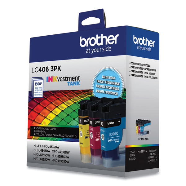 Brother LC4063PK INKvestment Ink, 1,500 Page-Yield, Cyan/Magenta/Yellow, 3 Pack (BRTLC4063PKS)