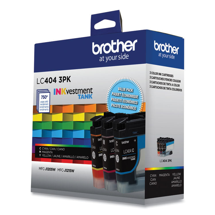 Brother LC4043PK INKvestment Ink, 750 Page-Yield, Cyan/Magenta/Yellow, 3/Pack (BRTLC4043PKS)