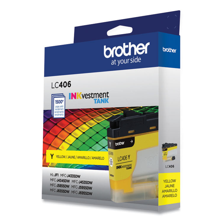 Brother LC406YS INKvestment Ink, 1,500 Page-Yield, Yellow (BRTLC406YS)