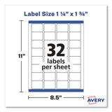 Avery® Removable Durable White Rectangle Labels w/ Sure Feed, 1.25 x 1.75, 256/PK (AVE22828)