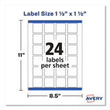 Avery® Square Labels with Sure Feed and TrueBlock, 1.5 x 1.5, White, 600/Pack (AVE22805)